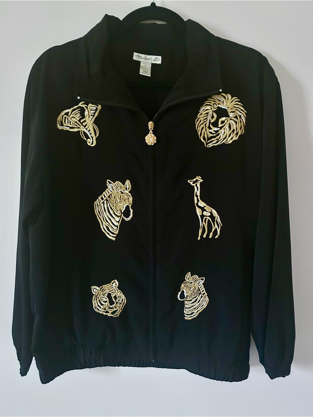 ✨ Vintage 90s Mureli Embroidered Safari Animal Bomber Jacket ✨